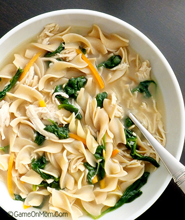 Chicken Noodle Soup with Spinach