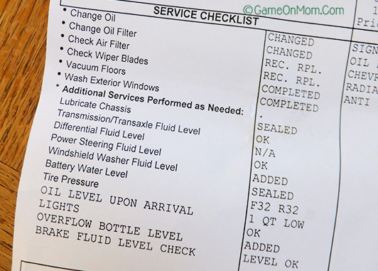 bring the mom checklist to your next oil change game on mom