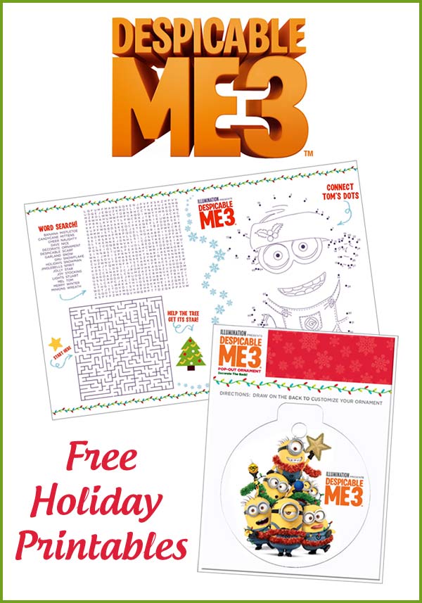 Despicable Me 3 Free Holiday Printables