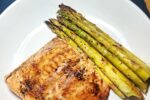 Baked Salmon with Dijon-Parmesan Sauce and Roasted Asparagus